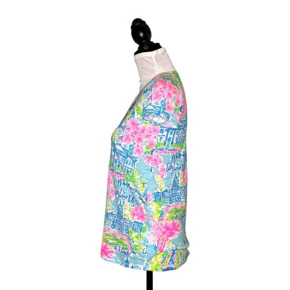 Lilly Pulitzer Etta V-Neck Tee Multi Lilly Loves DC Print Size XXS - Picture 6 of 10